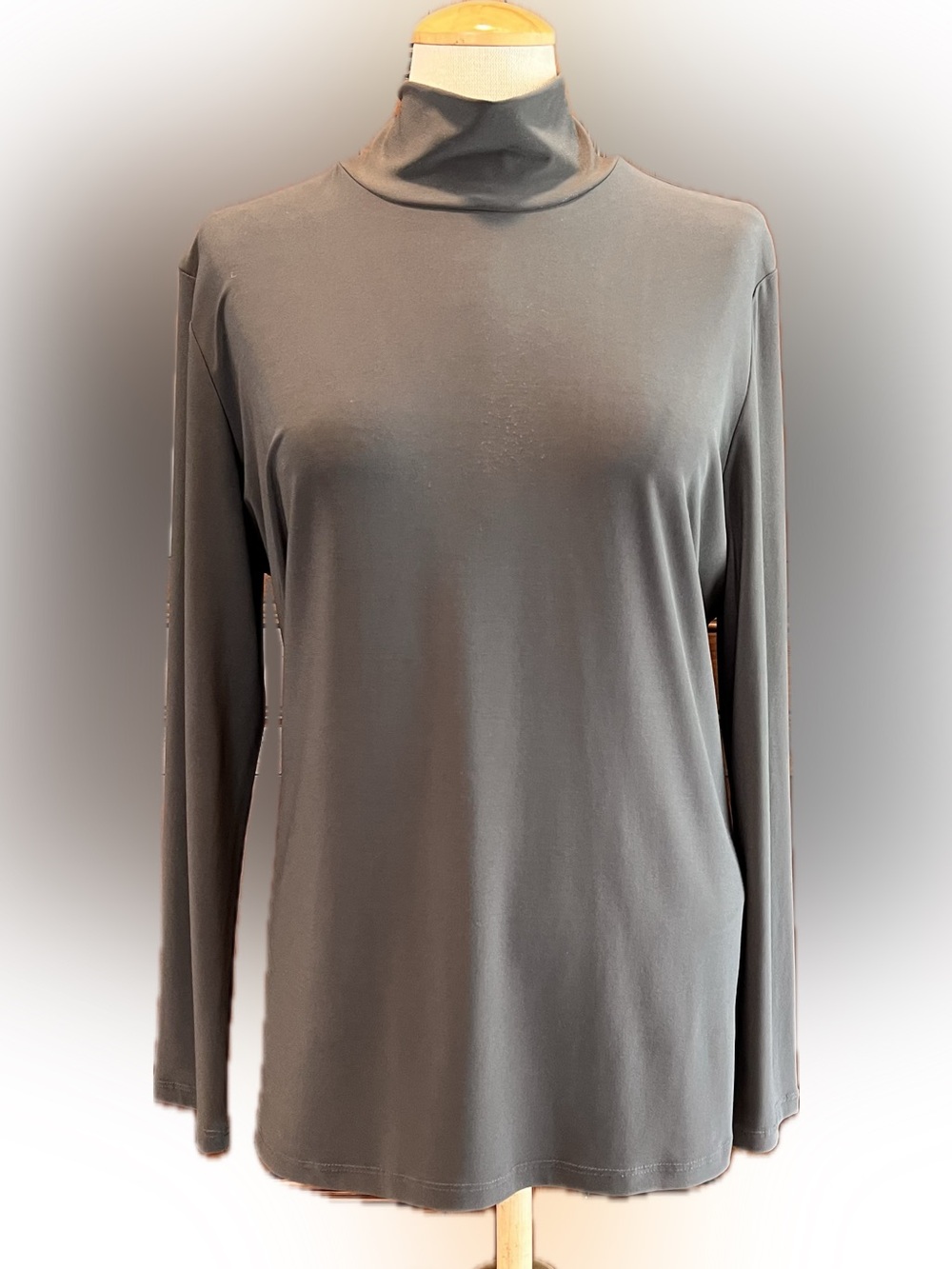CLARA SUN WOO - Women’s Long-Sleeve Mock Neck Top - Charcoal LARGE
